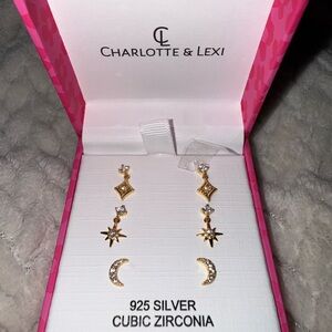 Charlotte & Lexi Gold and Silver Star and Moon Earrings